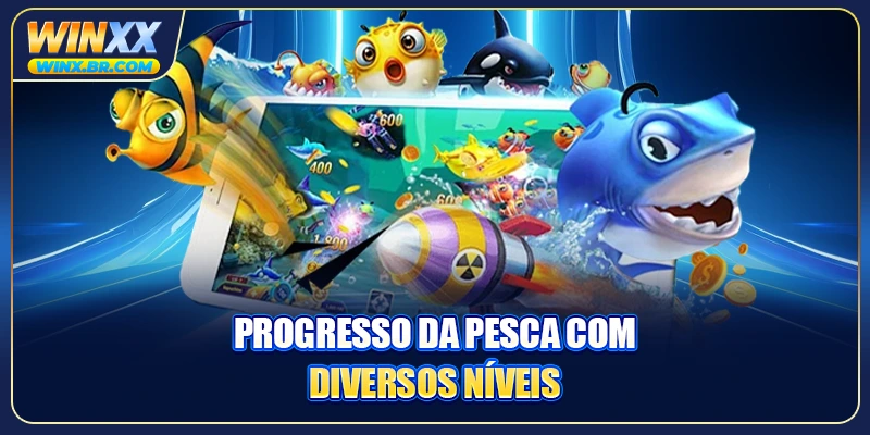 Progresso da pesca com diversos níveis